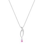 Round Pink Sapphire and Diamond Pendant (18 in.)