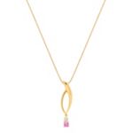 Round Pink Sapphire and Diamond Pendant (18 in.)