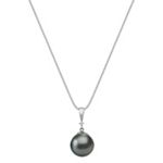 10mm Cultured Tahitian Pearl and Diamond Pendant (18 in.)