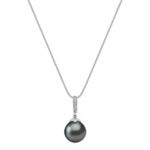 10mm Cultured Tahitian Pearl and Diamond Pendant (18 in.)
