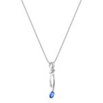 Round Kentucky Blue Sapphire and Diamond Pendant (18 in.)