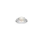 7mm Cultured Freshwater Pearl and Round Diamond Ring