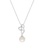 7mm Cultured Freshwater Pearl and Diamond Pendant (18 in.)