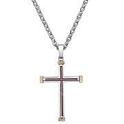 Stainless Steel and 14k Yellow Gold Cross Necklace (22)
