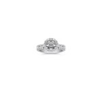 Halo Baguette and Round Diamond Platinum Engagement Ring