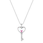 Heart Shaped Pink Sapphire and Diamond Pendant (18 in.)