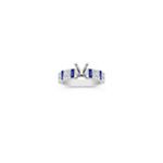 Baguette Sapphire and Round Diamond Engagement Ring in Platinum
