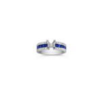 Princess Cut Sapphire and Round Diamond Engagement Ring