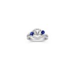 Swirl Pear Shaped Sapphire and Round Diamond Wedding Set