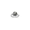 9mm Cultured Tahitian Pearl and Round Diamond Ring