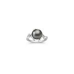 9mm Cultured Tahitian Pearl and Round Diamond Ring