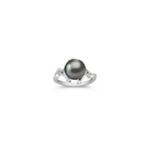 9mm Cultured Tahitian Pearl and Round Diamond Ring