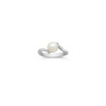 7mm Cultured Akoya Pearl and Round Diamond Ring