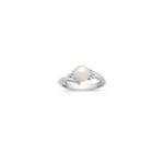 7mm Cultured Akoya Pearl and Round Diamond Ring