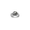 10mm Cultured Tahitian and Round Diamond Ring