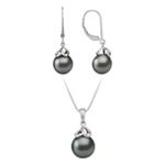 10mm Cultured Tahitian Pearl Pendant and 9mm Earring Two-Piece Set (18 in.)