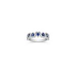 Round Sapphire and Diamond Heart Ring