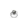 10mm Cultured Tahitian Pearl and Round Diamond Ring