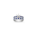 Princess Cut Sapphire and Round Diamond Wedding Set
