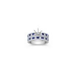 Princess Cut Sapphire and Round Diamond Wedding Set