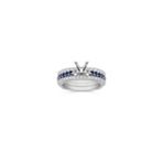 Round Sapphire and Diamond Wedding Set with Pave Setting for Her
