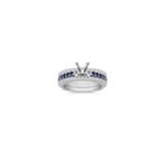 Round Sapphire and Diamond Wedding Set with Pave Setting for Her