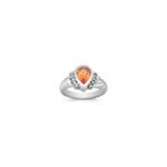 Pear Shape Orange Sapphire and Round Diamond Ring