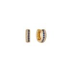 Round Sapphire and Diamond Hoop Earrings