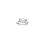 7.5mm Cultured Akoya Pearl and Round Diamond Ring