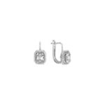 Halo Baguette and Round Diamond Earrings