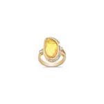 Freeform Yellow Sapphire and Fancy Shape and Round Diamond Ring