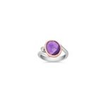 Freeform Lavender Sapphire and Round Diamond Ring in 14k Rose and White Gold