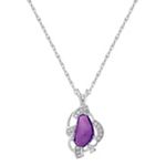 Freeform Lavender Sapphire and Round Diamond Pendant (18 in.)