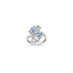 Kite-Shaped Ice Blue Sapphire and Round Diamond Ring