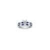 Vintage Marquise Sapphire and Round Diamond Wedding Set with Pave Setting