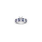 Vintage Marquise Sapphire and Round Diamond Wedding Set with Pave Setting