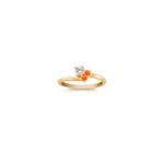 Round Orange Sapphire and Diamond Three-Stone Ring