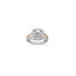 Halo Diamond 14k White and Rose Gold Engagement Ring with Pave Setting