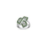 Calla Cut Diamond and Round Green Sapphire Ring