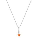 Heart Shaped Orange Sapphire and Diamond Pendant (18 in.)