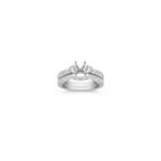 Three-Stone Vintage Diamond Engagement Ring with Pave Setting