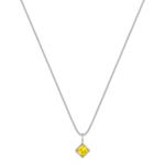 Princess Cut Yellow Sapphire Pendant (18 in.)