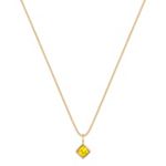 Princess Cut Yellow Sapphire Pendant (18 in.)