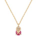 Polished Rough Ruby and Round Diamond Pendant (18 in.)