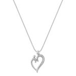 Round Diamond Mother & Child Heart Pendant (18 in.)