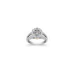 Halo Yellow Sapphire and Diamond Two-Tone Gold Engagement Ring