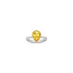 Pear Shape Yellow Sapphire and Round Diamond Ring in Two-Tone Gold