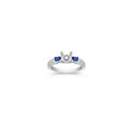 Baguette Sapphire and Round Diamond Engagement Ring