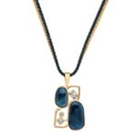 Freeform Bluegreen Sapphire and Fancy Shape and Round Diamond Pendant (20 in.)