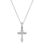 14k White Gold Cross Pendant (18 in.)